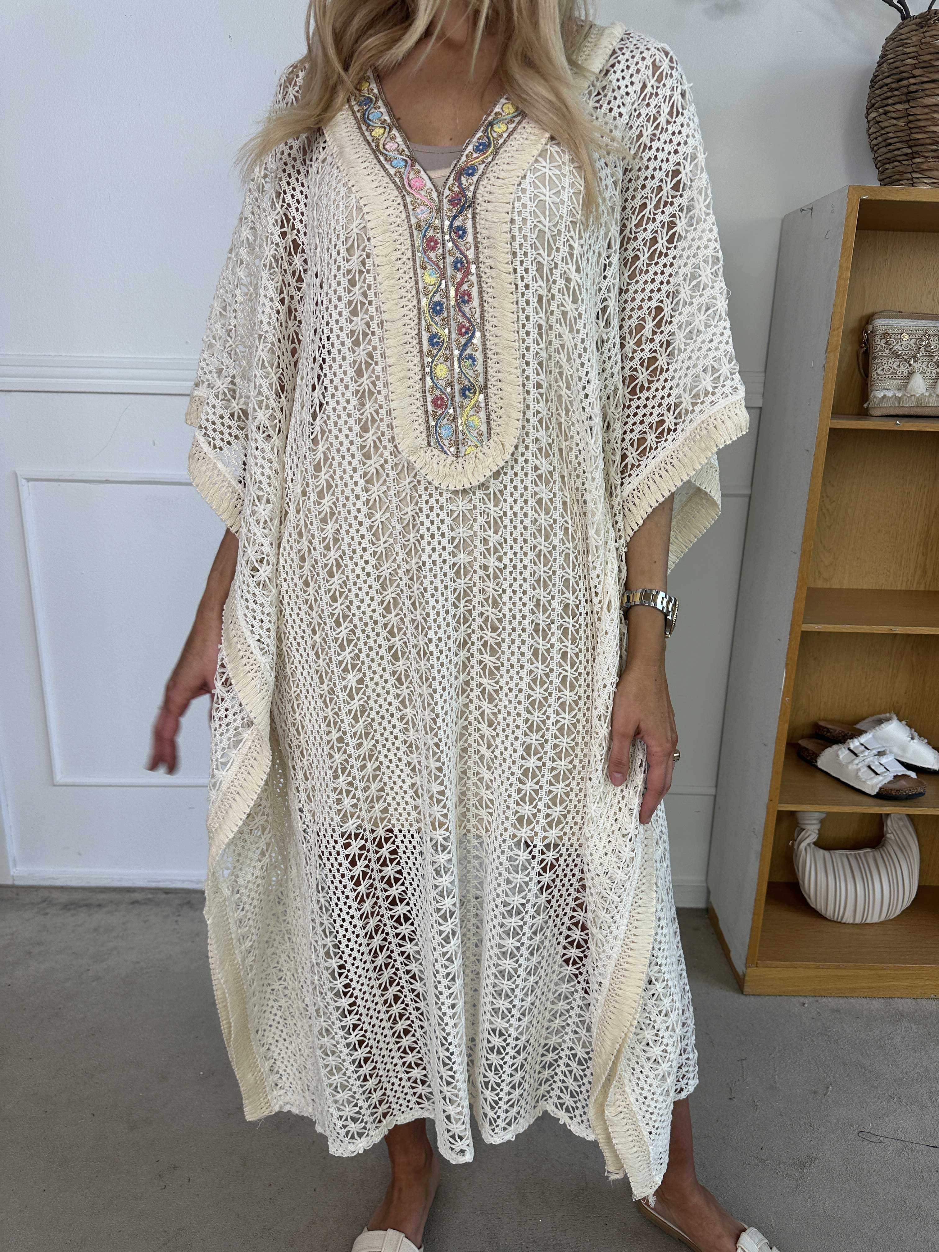 Ruby - Lang hæklet boheme tunikakjole